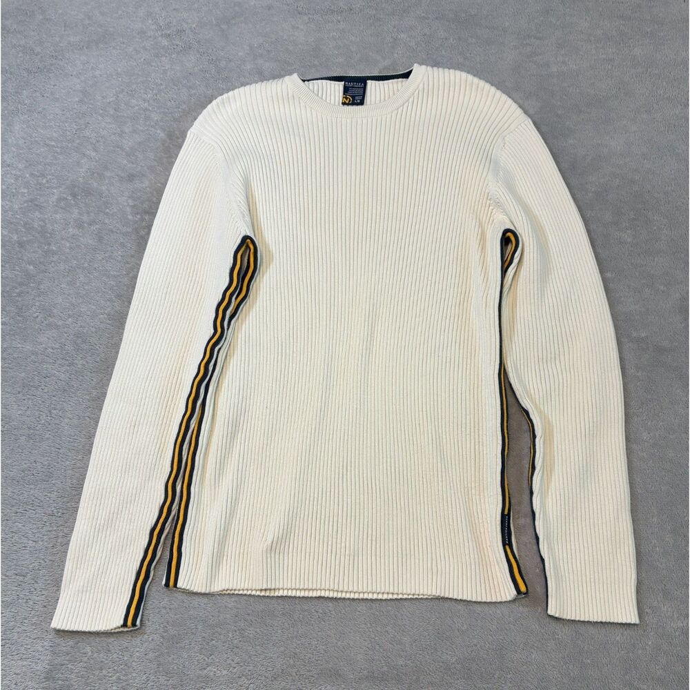 Nautica Jean Co. Ribbed Knit Retro Stripe Sweater y2k